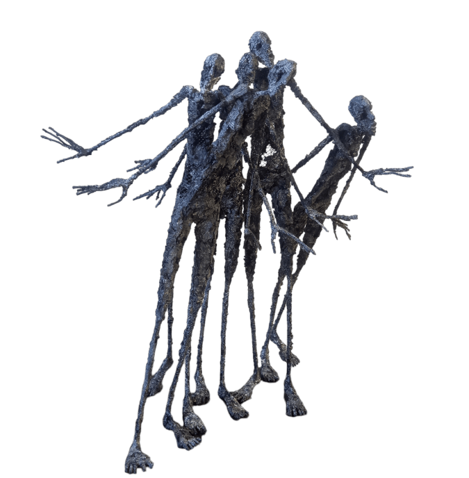 "Les badauds"
[Acier soudé, pâte à papier, patine - 41 x 36 x 28]