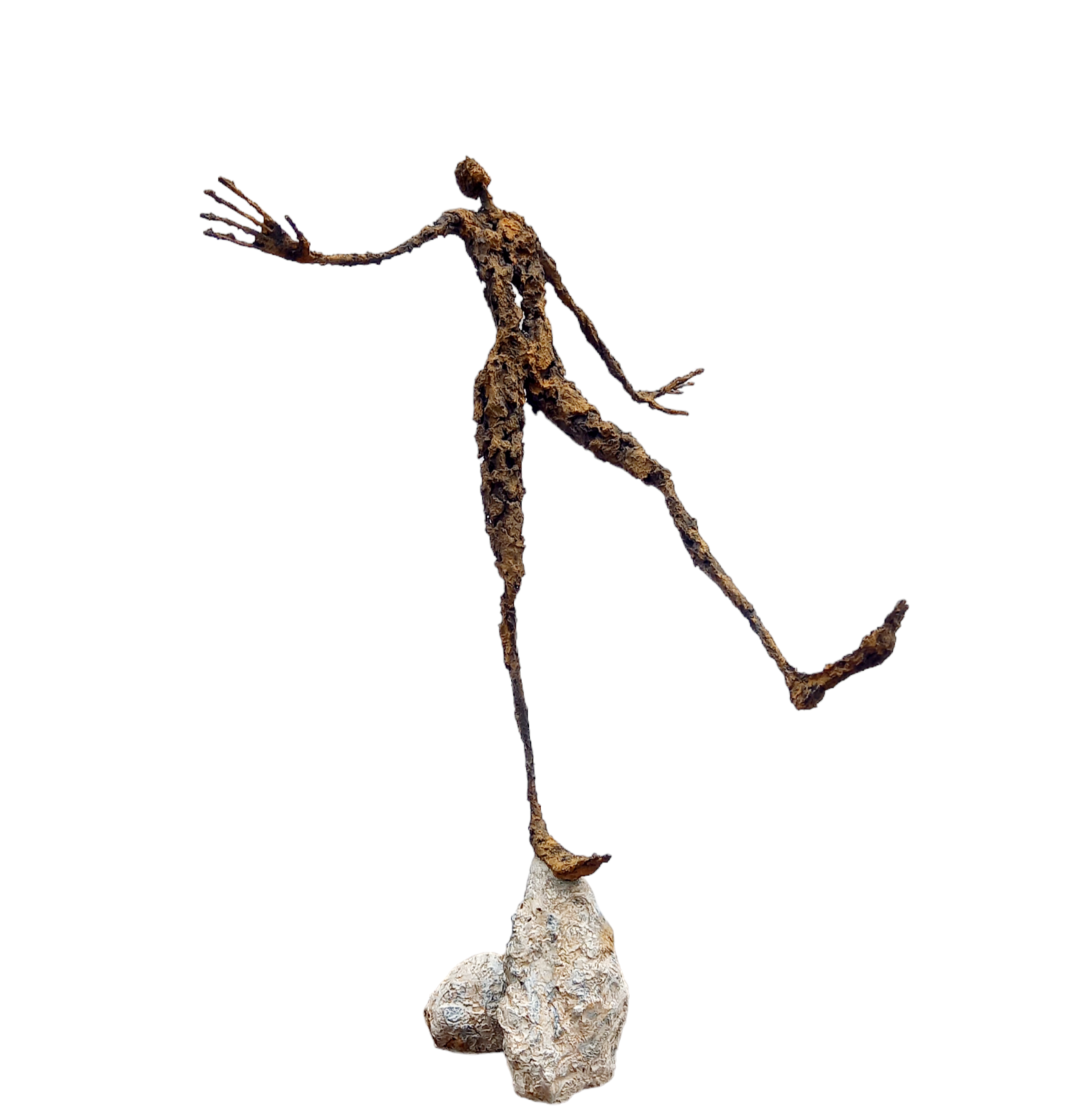 "Sur le chemin - 2" [Acier soudé, pâte à papier, patine - 44 x 34 x 19]